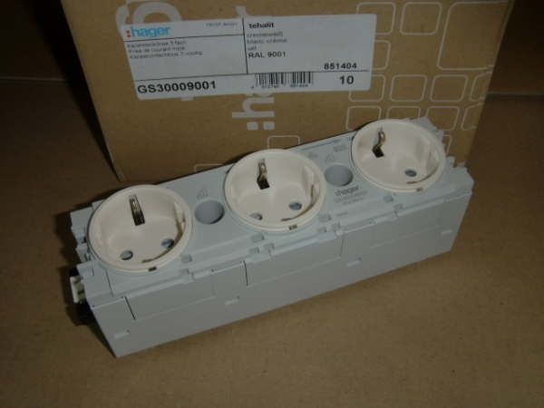 Tehalit GS3000 RAL9001 Kanalsteckdose 3fach